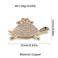 Macro detail of a gold turtle pendant with zircon inlay and exact measurements - Turtle Pattern (YSN148-10)