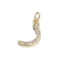 14K gold plated Arabic letter pendant with sparkling white zircon for jewelry DIY - Crescent Moon Pave Rhinestone Pendant (078-06) / 078-06