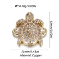 Detailed macro view of a gold-plated turtle charm with sparkling white zircons - Turtle Pattern (YSN148-12)