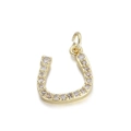 Arabic letter pendant with 14K gold plating and cubic zirconia for DIY jewelry making - Gold Horseshoe Rhinestone Pendant (078-08) / 078-08