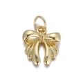 14K gold plated bow charm pendant with high polish finish for jewelry making - Bow knot Style (068-04)