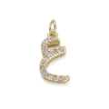 Golden Arabic letter E pendant with crystal micro-pave for DIY jewelry making - Artistic Letter E Pave Rhinestone Pendant (078-09) / 078-09