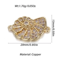 Golden shell connector with cubic zirconia, copper jewelry DIY part measuring 20mm x 13mm - Shell Pattern (YSN148-15)