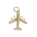 14K gold plated airplane pendant with round hanging ring for DIY jewelry making - Airplane Style (068-07)