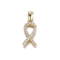 Elegant 14K gold plated ribbon pendant with shimmering cubic zirconia stones - Gold Ribbon Rhinestone (076-09)