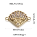 Macro detail of a shell-shaped gold copper pendant with zircons for jewelry making - Shell Pattern (YSN148-16)