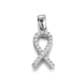 Silver ribbon pendant charm with sparkling pavé zircons in 14K gold plated finish - Silver Ribbon Rhinestone (076-10)