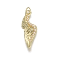 Golden wing pendant with small pearls and a polished metallic finish on white background - Gold Wing Artificial Pearl (076-11)