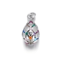 Egg-shaped 14K gold plated pendant featuring colorful gemstones and hollow lattice design - Egg Style Silver (068-09)