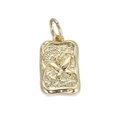 Golden rectangular pendant with butterfly relief and hammered texture on white background - Gold Butterfly Rectangle (079-03)