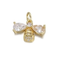 Detailed close-up of a gold insect pendant featuring pear-shaped gems and zircon stones - Gold Bee Style (068-10)