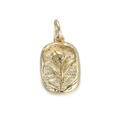Golden tulip flower relief oval pendant with a hammered texture and polished finish - Gold Tulip Oval (079-04)
