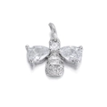 Sparkling silver bee pendant with pear-shaped zircon wings and micro-pave crystals - Silver Bee Style (068-11)