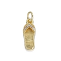 Gold flip-flop pendant with five pink gems and a lobster clasp for jewelry DIY - Gold Flip Flop Rhinestone (076-14)