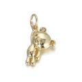 Golden bear pendant with polished mirror finish and sparkling cubic zirconia ear accent - Gold Bear with Rhinestone (079-05)