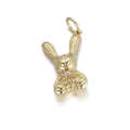 Golden rabbit pendant with sparkling zircon detail and high-polish finish - Gold Rabbit with Rhinestone (079-06)
