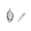 Polished silver metal oval capsule pendant with grooved plug for jewelry making - Fish Hook Clasp Silver (068-13)