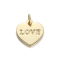 Polished gold heart pendant with 3D LOVE engraving for couple necklaces and jewelry - Gold Heart LOVE Engraved (079-07)