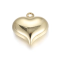 Polished 14K gold plated heart pendant with rounded 3D shape and integrated ring loop - Heart Style (068-14)