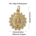 Detaillierte Größentabelle des goldenen Jungfrau von Guadalupe Anhängers aus Kupfer - Jungfrau Maria Perlenrelief (YSN085-04) / Gold
