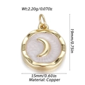 Detailed view of a 15mm moon-themed circular pendant in 14k gold-plated copper material - Pink Moon Round Pendant (YSN152-05)