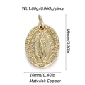 Maßangaben für den goldenen Kupfer-Guadalupe-Anhänger mit 18mm Höhe und 10mm Breite - Jungfrau Maria Oval Poliert (YSN085-05) / Gold