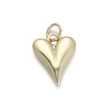Polished golden heart-shaped charm pendant with double rings for necklaces - Gold Smooth Heart (079-09)