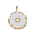 Pendentif patte d'animal dorée en émail blanc pour la création de bijoux DIY - Empreinte de Patte d'Animal (YSN092-04)
