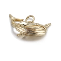 Polished gold plated narwhal charm with spiral tusk and sleek textured metal finish - Narwhal Style (089-02)