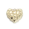 Golden heart pendant with unique textured molten lava surface and top hanging loop - Gold Lava Texture Heart (079-11)