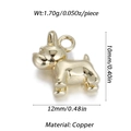Detailansicht der Hund-Anhänger Maße mit 10x12mm Größe und Kupfermaterial-Hinweis - Bulldoggenform-Stil (YSN085-15)