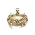 Polished gold crab pendant charm with detailed limbs and large hanging bail on white background - Crab Style (089-03)