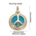 Macro shot of gold copper peace sign charm with sky blue enamel and dot details - Sky Blue Enamel Peace Sign Pendant (YSN152-09)