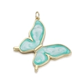 Colgante mariposa romántico dorado con esmalte verde jaspeado para joyería artesanal - Colgante Mariposa Verde Menta (YSN096-01)
