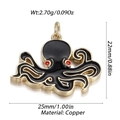 Detailed view of octopus pendant with gold copper finish and black enamel inlays - Black and Red Octopus Pendant (YSN152-10)