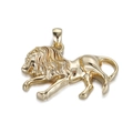 Ciondolo leone in oro lucido con criniera dettagliata e robusto gancio ovale superiore - Stile Leone (089-06)