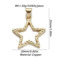 Detail van 14k gouden holle ster hanger met gehamerde textuur en afmetingen - Holle Gehamerde Ster (YSN091-04)