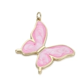 Colgante de mariposa romántico en rosa y blanco con baño de oro para joyería - Colgante Mariposa Rosa (YSN096-02)