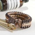 Geflochtenes Paracord-Armband mit Vintage-Kupferschädel-Anhänger in Braun- und Khakitönen - 19cm / Braun-Beige-Mix (ABL162-3)