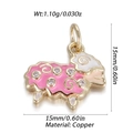 Close-up of a pink sheep pendant in copper with zircons and enamel for DIY necklaces - Pink and White Enamel Rhinestone Lamb Pendant (YSN152-12)