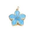 Sky blue cherry blossom flower pendant with gold edges and marble enamel finish - Blue Cherry Blossom (081-07)