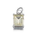 Minimalist silver pendant featuring a rectangular emerald-cut light yellow gemstone - Light Yellow Rectangle Gemstone Silver Base Pendant (074-04)