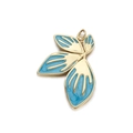 Vista detallada del colgante de hoja bañada en oro con esmalte azul claro para joyería DIY - Colgante Hoja Patrón Nube Azul Claro (YSN096-08)