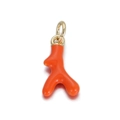 Detail van oranje koralen hanger met gouden ring op witte achtergrond voor sieraden - Oranje Kleine Koraal (YSN095-11)