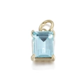 Elegant emerald cut light blue gemstone pendant with 18k gold plated four-prong setting - Light Blue Rectangle Gemstone Gold Base Pendant (074-05)
