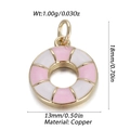 Pink and white lifebuoy pendant charm in copper with dimensions of 18mm x 13mm - Pink and White Enamel Lifebuoy Pendant (YSN152-14)