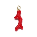 Macro detail van rode koraal tak hanger met gepolijste gouden oog voor doe-het-zelf sieraden - Rode Grote Koraal (YSN095-14)
