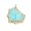Light blue heart charm with 14K gold plated finish and clear cubic zirconia stones - Light Blue Heart (080-02)