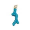 Detail van turquoise koraalvormige hanger met gepolijst gouden oog en glanzende afwerking - Turquoise Grote Koraal (YSN095-15)