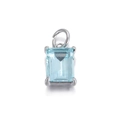 DIY geometric jewelry pendant featuring a rectangular light blue gemstone in silver mount - Light Blue Rectangle Gemstone Silver Base Pendant (074-06)